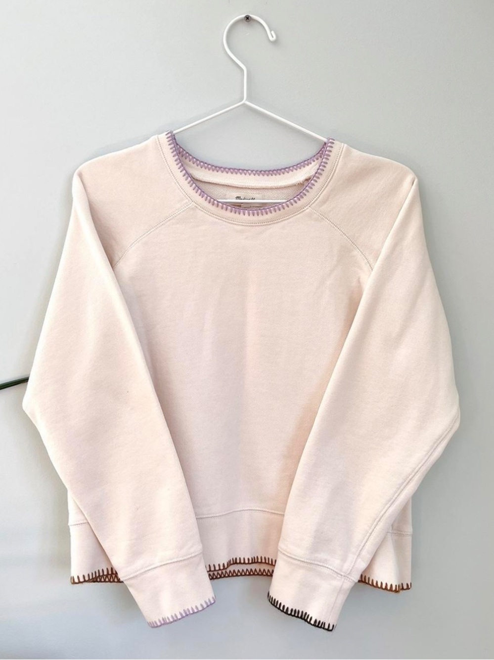New Madewell stitched sweater/sweatshirt colorful detail